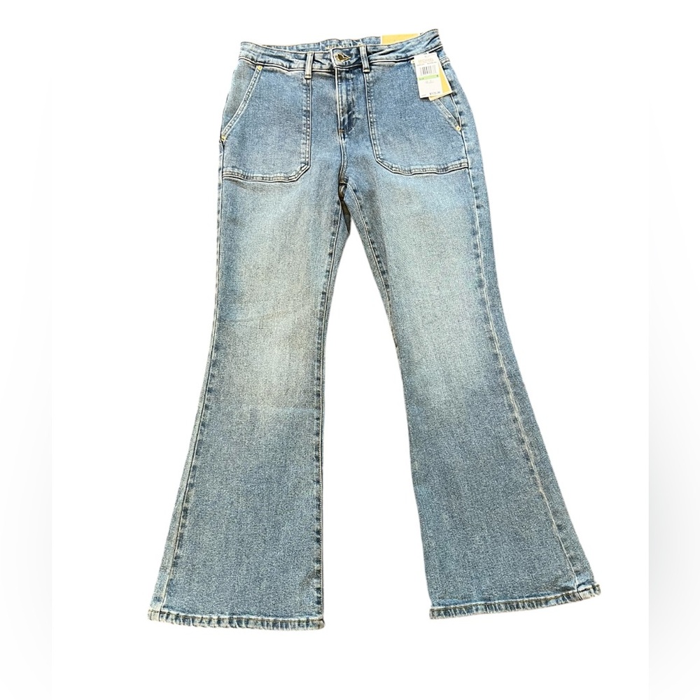 New! Michael Kors Blue Flare Wide Leg Jeans - Picture 2 of 4